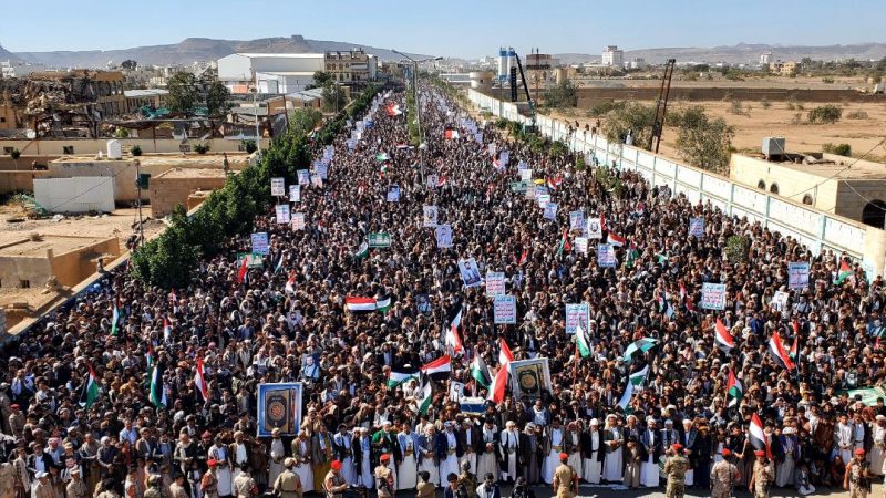 سبع مسيرات حاشدة في صعدة تأكيداً على أن اليمن وفلسطين خندق واحد